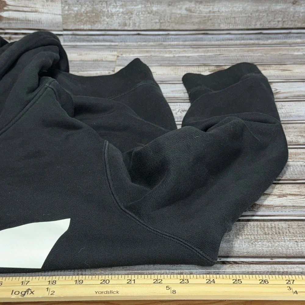 Adidas Hoodie Mens‎ XL Black Trefoil Logo Graphic Pullover Runs Small